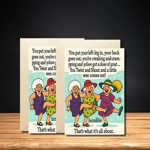 Birthday Card & Envelope Set for Elderly Women, Humorous Joint Pain Joke, Perfect for Retirement Celebrations, Includes Greeting Card