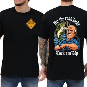 Funny Lock Em Up Graphic T-Shirt, Unisex Menswear Short-Sleeve Crewneck Top, 100% Cotton Casual Shirt, Made in the USA, Assorted Colors, Sizes S-4XL, Shortsleeve