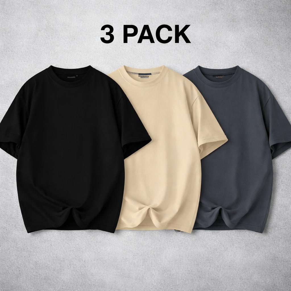 5-pack unisex short-sleeve T-shirts, American basic style, heavyweight high GSM, oversized casual athletic design; versatile tops available in multiple colors; a multi-piece set—versatile and suitable for various occasions, ideal for summer wear and a war