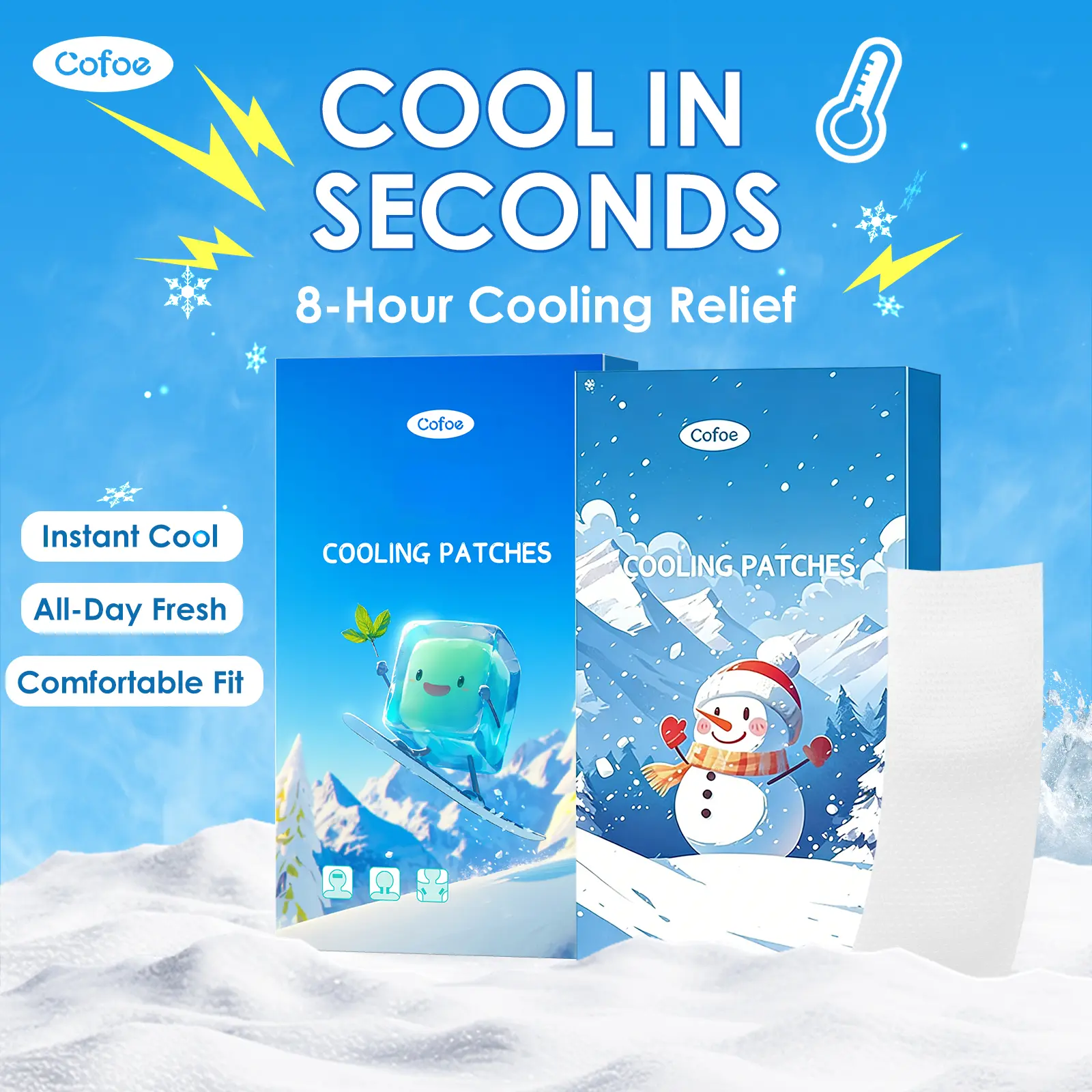 Cofcare 3s Cooling Hydrogel Patches for Summer, Clear Gel Cooling Pads with Long-Lasting Cooling Comfort, Gentle Skin-Friendly Design for Hot Weather, Outdoor, Travel & Daily Use