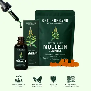 Betterbrand Complete Mullein Detox Bundle | Mullein and Chlorophyll Tincture & Mullein Gummies - Daily Lung Regiment for Respiratory Support Dietary Edible Healthy Breathing Natural