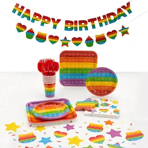 75 Pc. Lotsa Pops Pop Fidget Toy Party Disposable Tableware Kit for 8 Guests