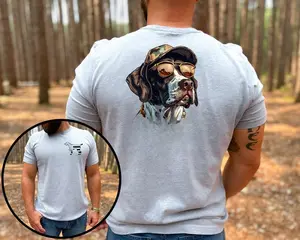 K9 Storm German Shorthaired Pointer "G"SP T-Shirt All Seasons Unisex Tee for GSP Lovers with Playful Design and Camo Hat Graphic
