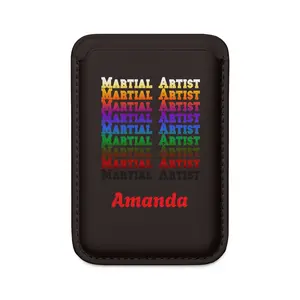 Personalized Vegan MagSafe Martial Artist Wallet — "Martial Artist" Rainbow Design