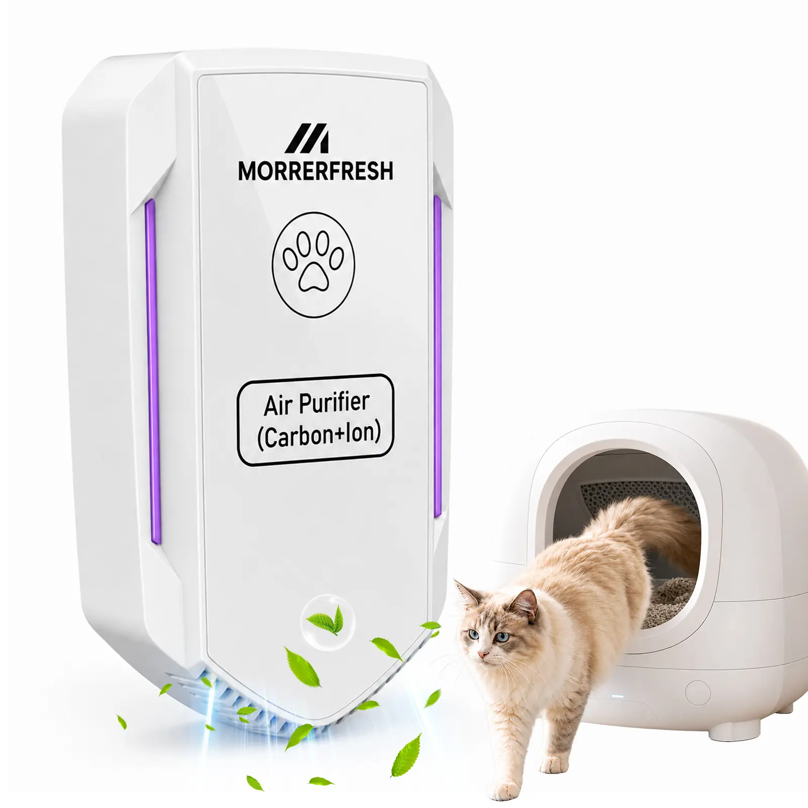 Morrerfresh 2-in-1 Pet Odor Eliminator, Plug-In Air Purifier with Negative Ions & Activated Carbon, Quiet Odor Control for Cat Litter Box, Dog Areas, Bedroom & Home