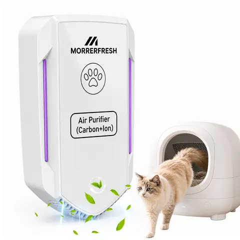 New Morrerfresh 2-in-1 Compact & Portable Pet Odor Eliminator Plug-In Air Purifier - 110V Corded US Plug, HEPA Filter, Ionizer, Negative Ions, Activated Carbon, Quiet, 500cfm, for Cat Litter Box, Home Bedrooms
