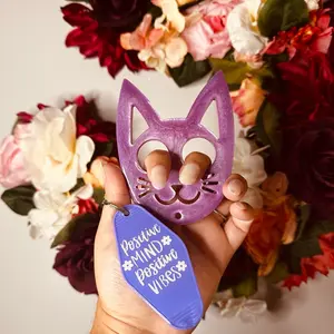 Positive Vibes Keychain, Kitty Keychain, That Curb Hit Me, Kitty Keychain, Cat Head Keychain, Kitty Keychain Gift, Cat Lover Gift, Mental Health Keychains