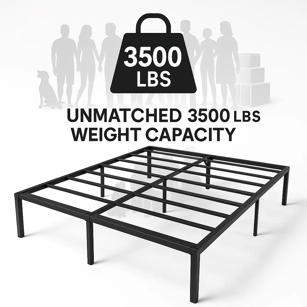 3500 lbs DEHAN Heavy Duty Metal Bed Frame – 3500 LBS Support, No Box Spring Needed, 14” Storage Space, Tool-Free Assembly – Full Size, Black tool box