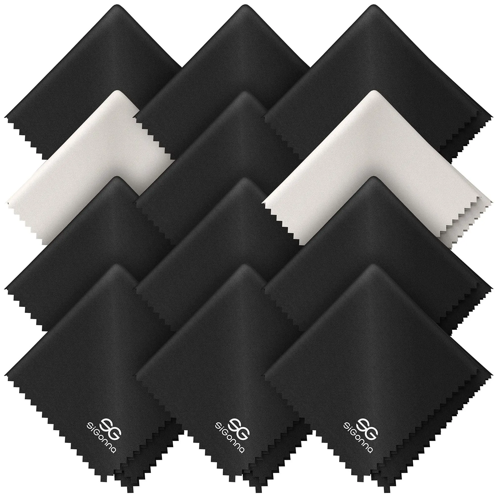 Microfiber Cleaning Cloth for Glasses Lens Cleaning Cloth Microfiber Cloth for Phone Screens Camera 12 pcs Black Gray