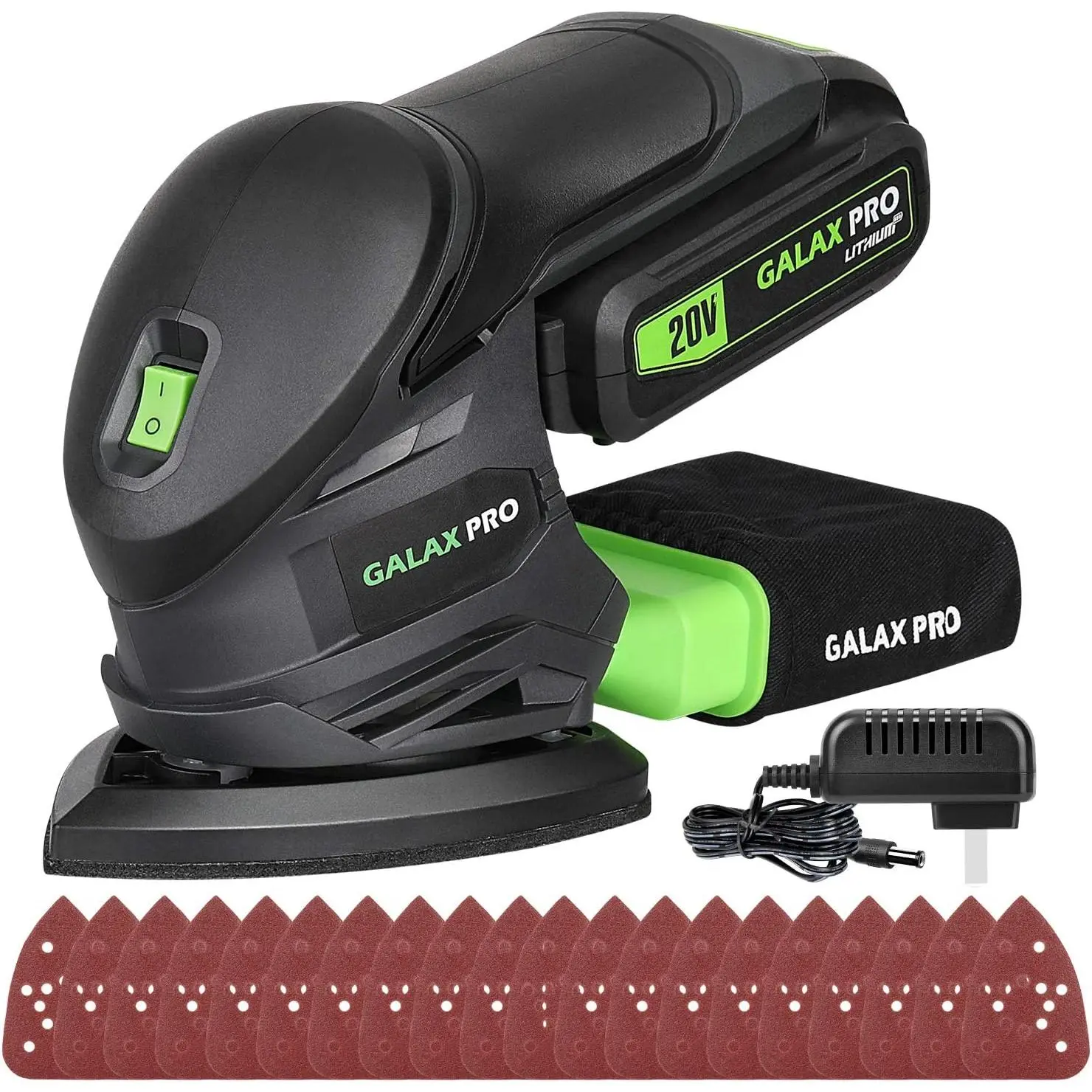 Cordless Detail Sander 20V, 20Pcs Sandpapers,12000 RPM Sanders with Dust Collection System for Tight Spaces Sanding in Home Decoration, Battery and Charger Included