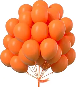 PartyWoo Thick 12in Round Orange Rubber Latex Helium Balloons, 50pcs Floatable Decorations for Birthday, Fall Theme Parties (Orange-Y9)