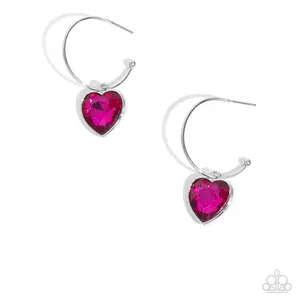 Diamond of the Night - Pink Heart Earrings, High-Quality Material, Intricate Design