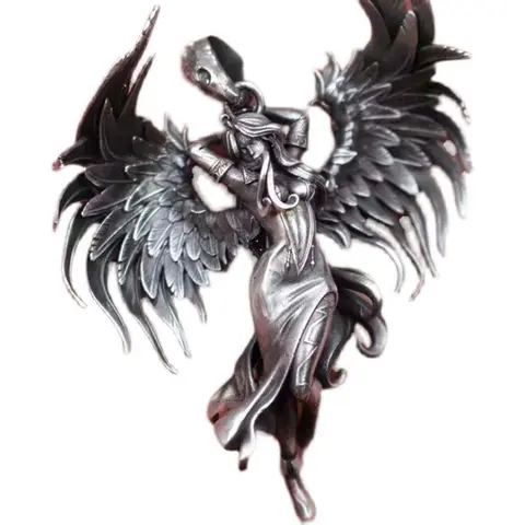 Evil Angel Wings Pendant Necklace, Metal Coated Unisex Jewelry, Necklaces for Women, Exquisite Daily Everyday Wear Valentine's Day Gift Accessory