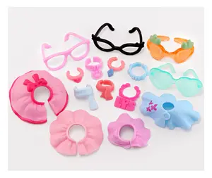 15 Pcs Mini Pet Accessories Mega Set – Tiny Glasses, Clothes, Bag, Chair & House for Little Animal Figures, Collectible Toy Dress Up Kit for Bobble-Head Dolls(B47)