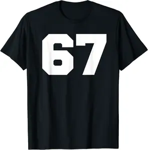 Number 67 Sports Jersey Player #67 Fan FRONT Print Varsity T-Shirt - Jaredsab Shop 32B07YD4NCW7