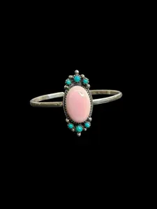 Handcrafted Pink Conch & Kingman Turquoise Cuff Bracelet
