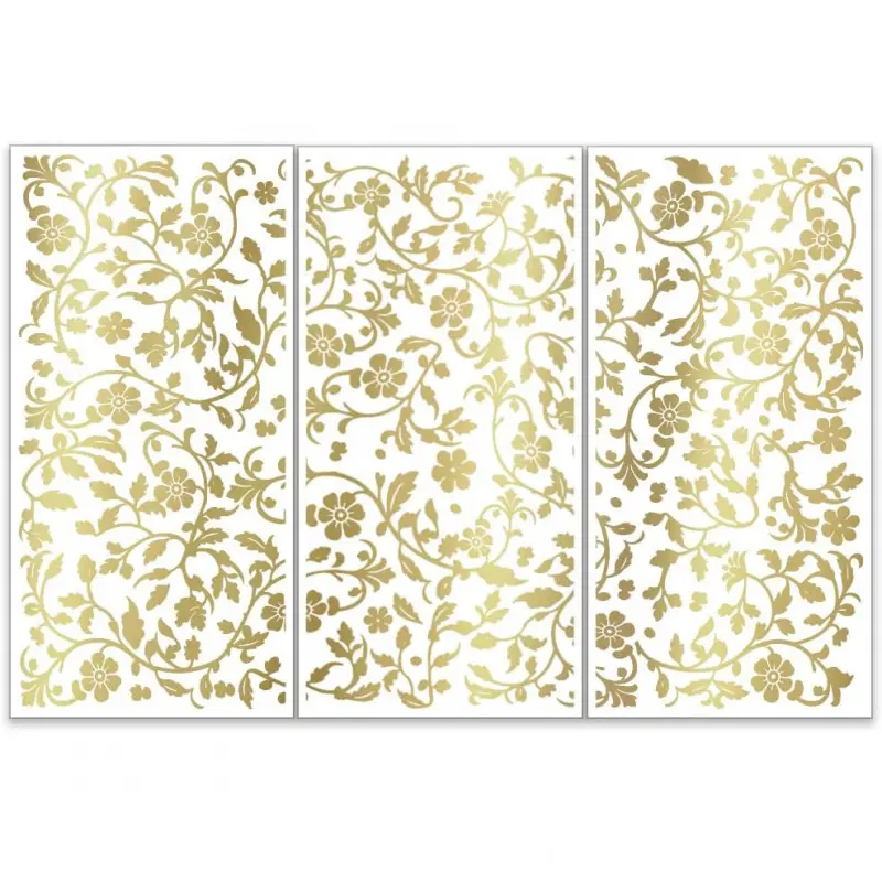 3Pcs/Set Golden Vines Rub on Transfers for Furniture and Craft 6x12 Inch Floral Furniture Decal Transfer Stickers Rub on Decal  for Scrapbook Window Home Decoration