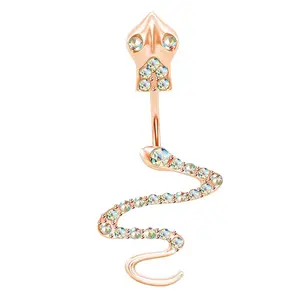 14G Snake Belly Button Ring for Navel Piercings Non-Dangle Animal Body Jewelry Curved Barbell