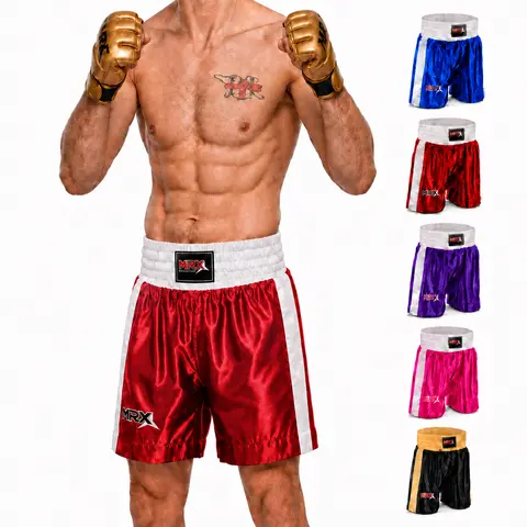 MRX Unisex Slim-Fit Soft Polyester Plain Activewear Boxing Sports Shorts Set - Durable T3 Stitching, Moisture-Wick, Quick Dry, Lightweight Workout Shorts for Boxing Training, Gym Fitness