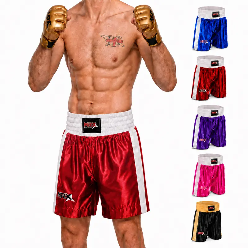 MRX Unisex Slim-Fit Soft Polyester Plain Activewear Boxing Sports Shorts Set - Durable T3 Stitching, Moisture-Wick, Quick Dry, Lightweight Workout Shorts for Boxing Training, Gym Fitness