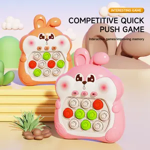Quick Push Toy with Lights, Fast Push Bubble Game Animal Version Fidget Sensory Toys, Pocket Game for Kids Children's Decompression Breakthrough Puzzle Game Machine（pink）