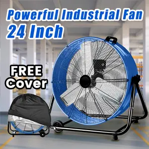 24 inch Powerful Industrial Fans, 3 Speed Versatile Heavy Duty Drum industrial fan,Air Circulation High Velocity Energy Efficient Quiet Operation Fan For Warehouse, Workshop, Factory, Commercial, Residential Investment Portable Durable Silent