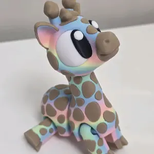 3D Printed Rainbow Giraffe Figurine with Vibrant Colors and Adorable Design for Kids and Collectors