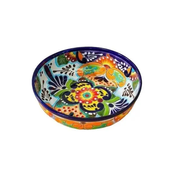 Mexican Pottery Talavera Serving Bowl Fruit Dish Platter Plate Tray Art Handmade Ceramic Salad Gift Decor Dinnerware Kitchen