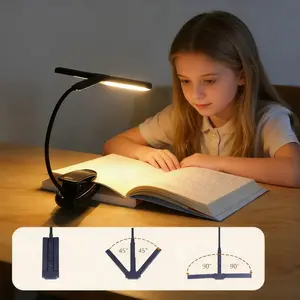 Home Manufacturing Professional Dual-Head LED Reading Lamp 4 Color Temperatures 12 Brightness Levels 1000mAh Battery Type-C Foldable Clip-On Light for Music Sheet Piano Study Desk Dorm Room