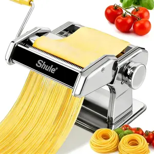 Stainless Steel Manual Pasta Maker Machine With 7 Adjustable Thickness Settings Pasta Roller & Cutters With Removable Handle Clamp For Kitchen