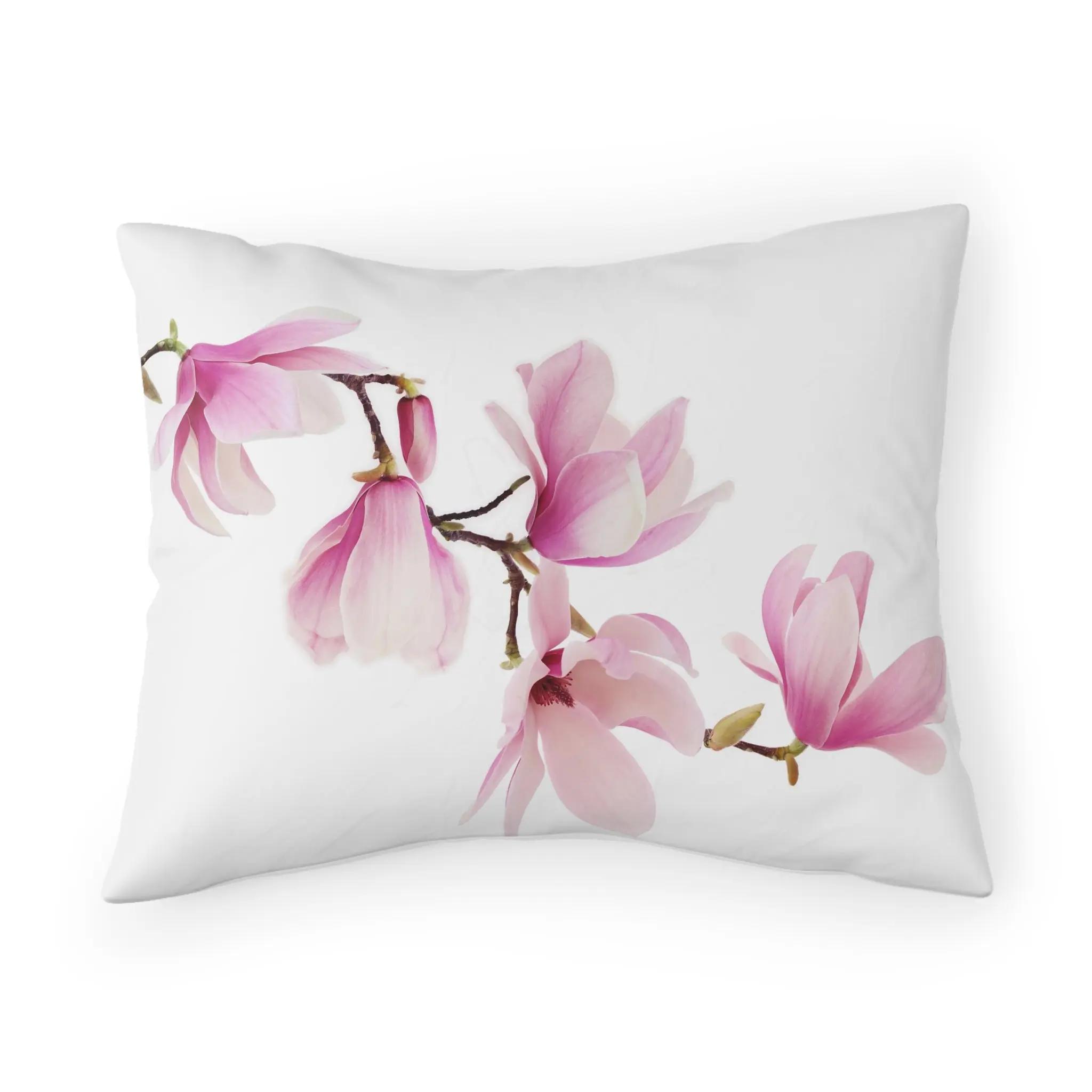 Beautiful Pink Spring Magnolia Flower Pillow Sham