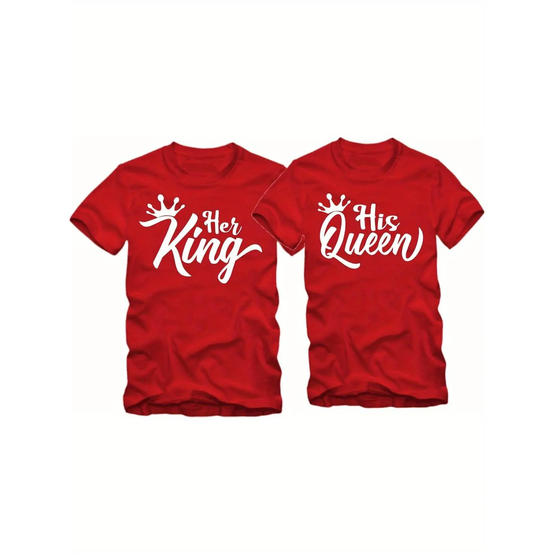 Women's Queen Graphic T-Shirt, Classic Short Sleeve Loose-Fit Top, Casual Matching Couple Tee for Valentine's Day & Easter, Valentines Day