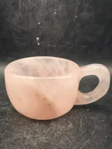 rose quartz cup! 7.5 ounces, 3.6 inches wide, 1.6 inches tall!