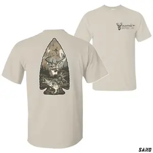 unting Season T-Shirt , Features Arrowhead Graphic With Deer Head Duck And Fish Outdoor Scene On Back And Small Hunting Season Logo On Chest , Hunting Outdoor Style, Gift For Hunters And Fishermen Streetwear - KitchenEra