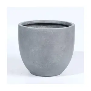 LuxenHome Light Gray 13" Round Planter