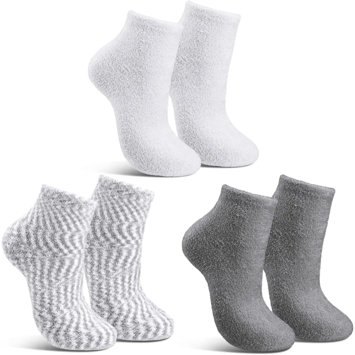 3 Pairs Aloe Socks Women Moisturizing  Socks for Dry Cracked Heel  Infused Gel Sleeping Fuzzy Lotion Valentines Day  for Women Men Softening Dry (Gray)