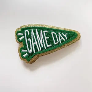 Iron Patch, Embroidered Pennant Game Day Patches for Hat, Jean, and Backpacks, Cheerleading Patches, Green pennant Patches