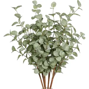 6 count 27" Eucalyptus Stems Greenery Stems Eucalyptus Leaf  in Green Silk Plastic  Floral Artificial  for  Party Wedding Decoration