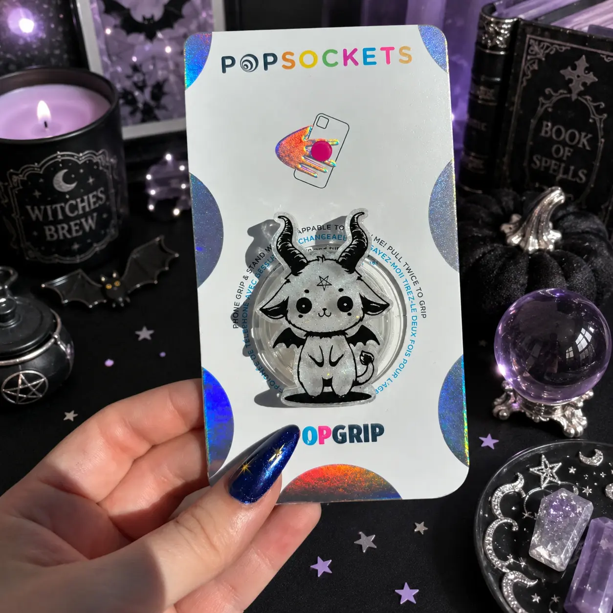 Aesthetic 2D Acrylic Cute Bat Devil Phone Grip, Spooky Gothic Pop Socket, Phone Stand Holder