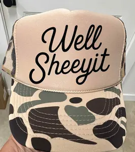 Well Sheeyit Duck Camo and Tan Unisex Foam Trucker Hat