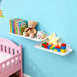 Drill-Free Stick On Wall Mount Shelf, Strong Adhesive Floating Shelves, No Nails No Holes Perfect for Apartments Rental Houses & Dorms