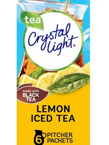 Crystal Light Sugar-Free Lemon Iced Tea Powder Drink Mix, Naturally Flavored On-the-Go Sticks, 6 Count (Pack of 12) Low Calorie Refreshment