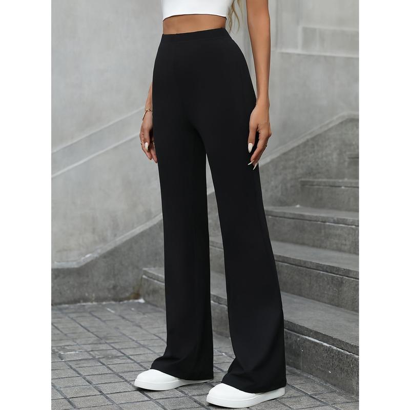 High Waist Flare Leg Pants, Casual Forbidden Pants For Spring & Summer, Women's Clothing