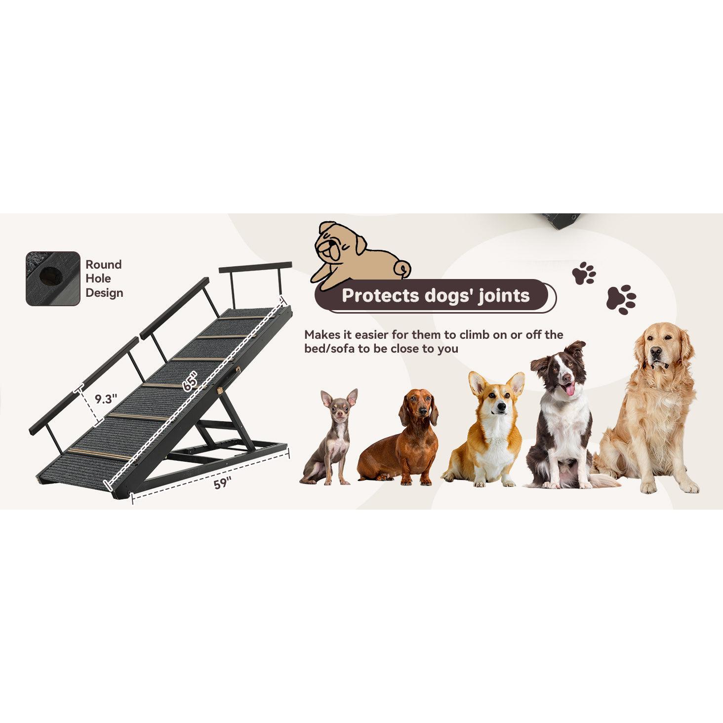 Folding Solid Wood Dog Ramp with Safety Rails