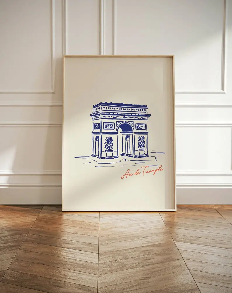 Paris Wall Art, Arc de Triomphe Print, Paris Architecture, Paris Art Deco Travel Posters, France Wall Art Décor