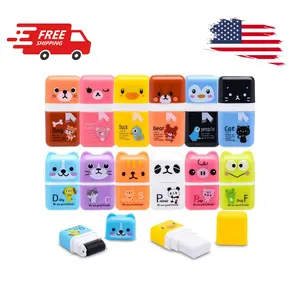 12 Pack Pencil Erasers, Cute Erasers Pencil Eraser with Clean up Roller Pencil
