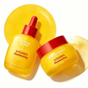 EQQUALBERRY Vitamin Brightening Serum CreamWomen'sSet - Vitamin C and Niacinamide I Targets darkspots ICeramides strengthen the skin barrier I Radiantandmoisturized