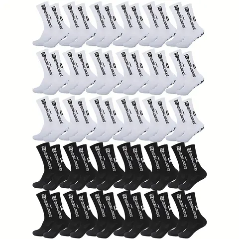 Unisex Adult Anti-Slip Edge Grip Socks, 5/10/20/30 Pairs Bulk Pack, Abrasive-Resistant, 3x Sweat-Wicking, Shockproof Mid-Calf, Breathable, All-Seasons, Machine-Washable Athletic Socks for Soccer Training, Women,sohochic