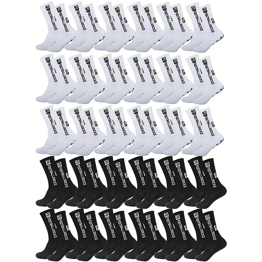 Unisex Adult Cotton Anti-Slip Grip Socks, 5/10/20/30 Pairs Bulk Pack, Shockproof Mid-Calf, Breathable, All-Seasons, Machine-Washable Athletic Training Socks for Football, Anti Slip Socks