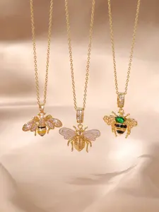 Luxury Exquisite Bee Shape Gold Necklace Lightweight All Season For Women Daily Wear